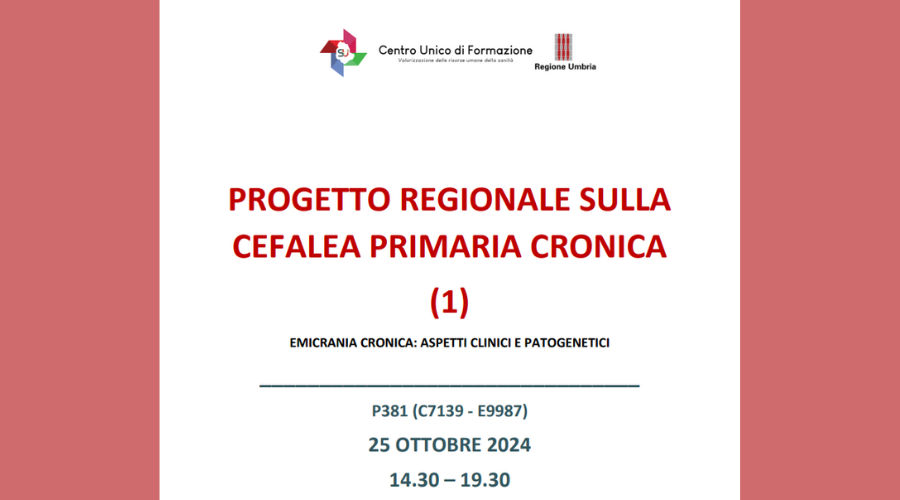 Clicca per accedere all'articolo Centro Unico Formazione Regionale - Corso FAD "EMICRANIA CRONICA: ASPETTI CLINICI E PATOGENETICI"